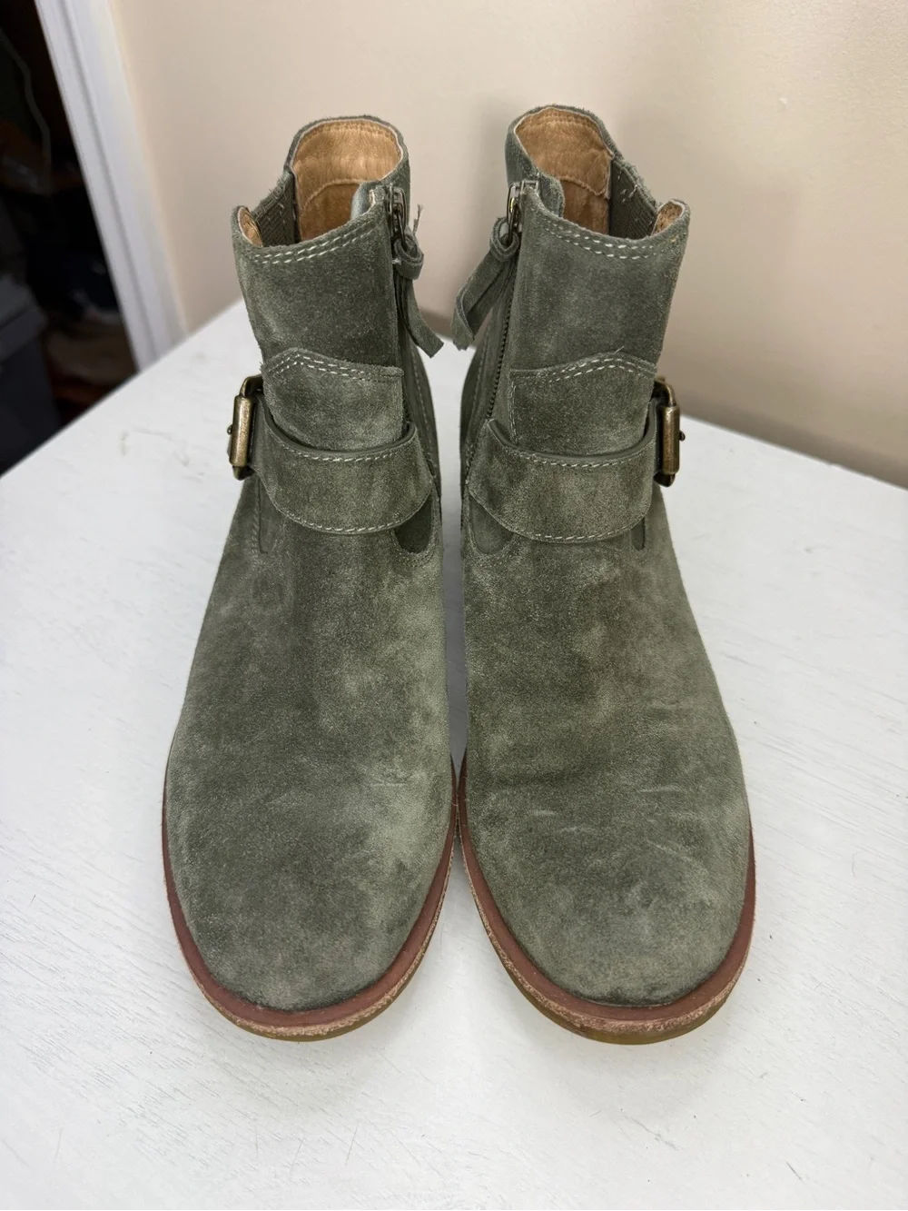 Sofft Women's Brocke Boot Size 8 Short Olive Green Suede Boho Waterproof Shoe